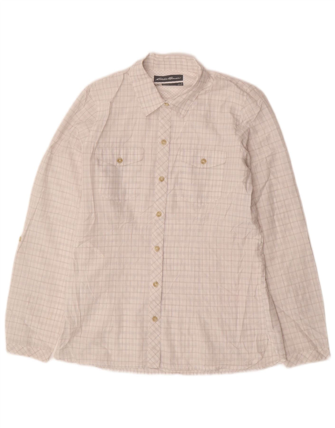 EDDIE BAUER Camisa para mujer UK 10 Small White Check Poliéster