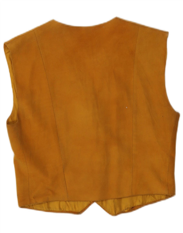 Vintage mujer ante chaleco Reino Unido 8 pequeño beige