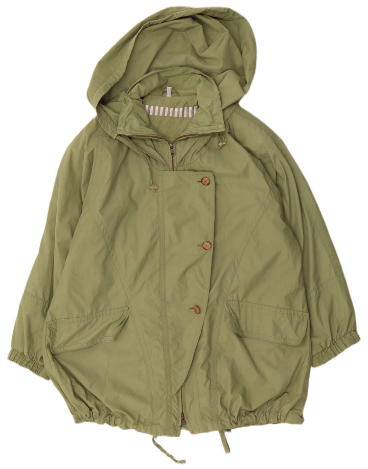 Gallery Chaqueta impermeable extragrande con capucha para mujer UK 40 Poliéster verde medio