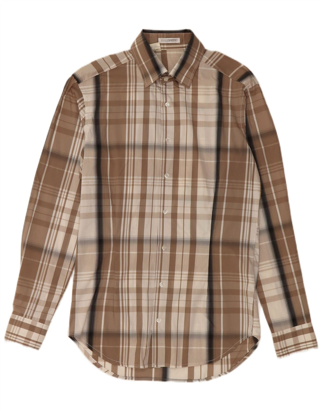 NARACAMICIE Camisa Hombre Small Marrón Cuadros Algodón