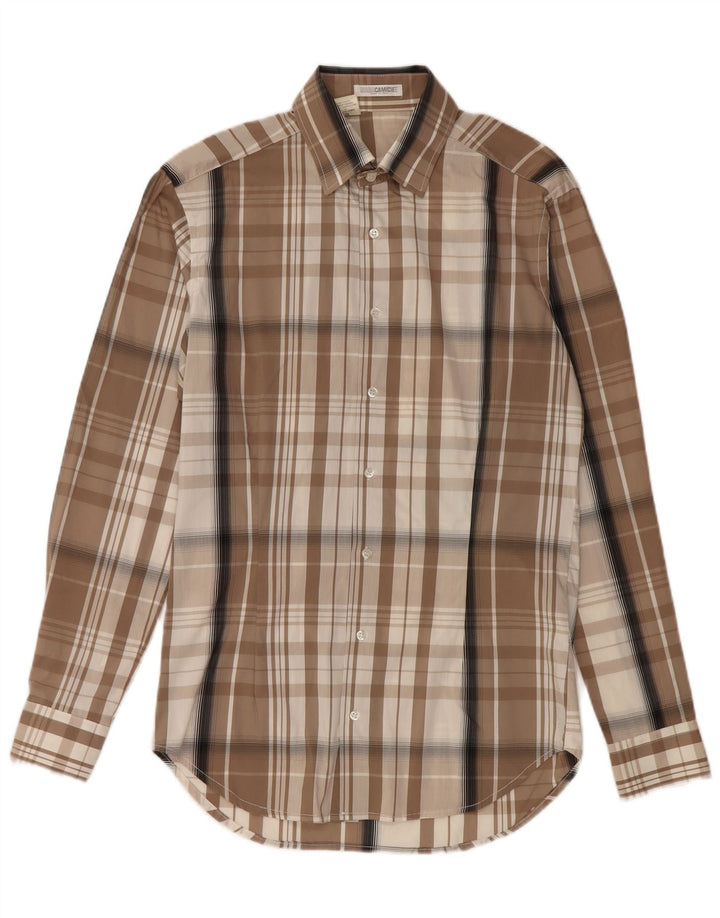 NARACAMICIE Camisa Hombre Small Marrón Cuadros Algodón