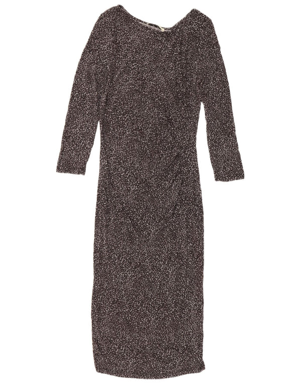 Oasis Vestido ajustado de manga larga para mujer UK 6 XS Viscosa con estampado animal gris