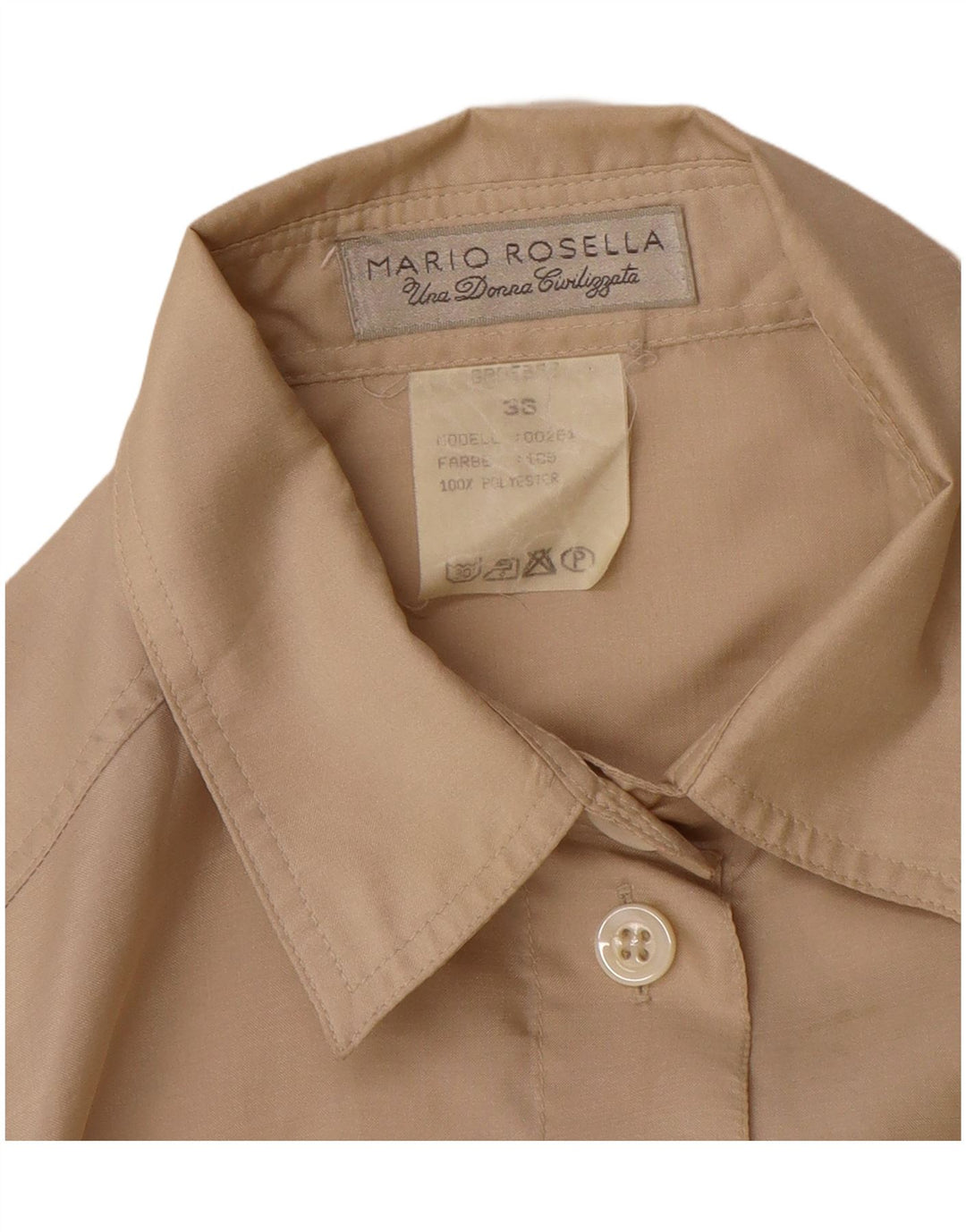 Mario Rosella Blusa camisera extragrande para mujer EU 36 Small Beige Poliéster