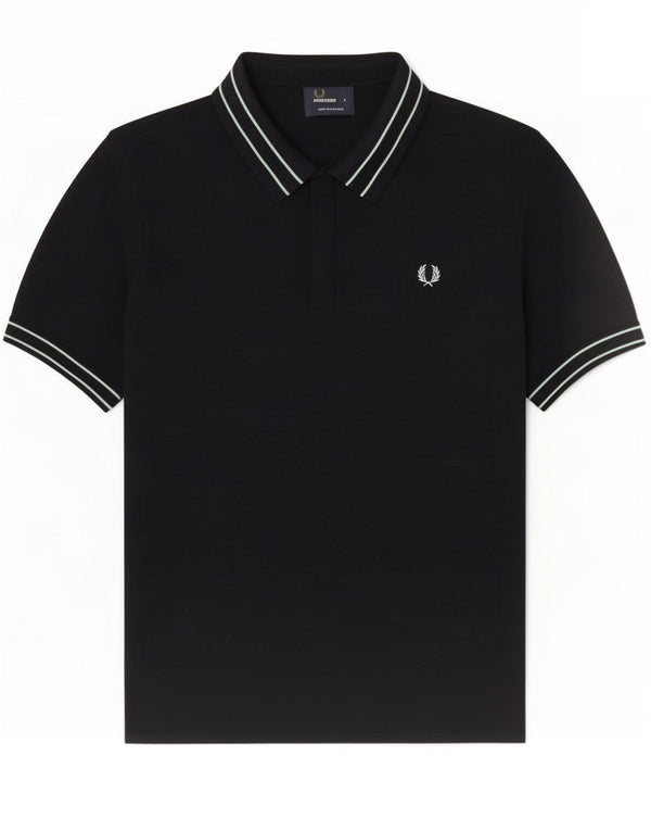 Polo Fred Perry Para Hombre De Lana Merino A Rayas Negra Grande