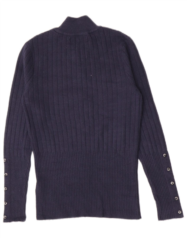 Marks & Spencer Jersey con Cuello Alto para Mujer UK 10 Small Azul Marino