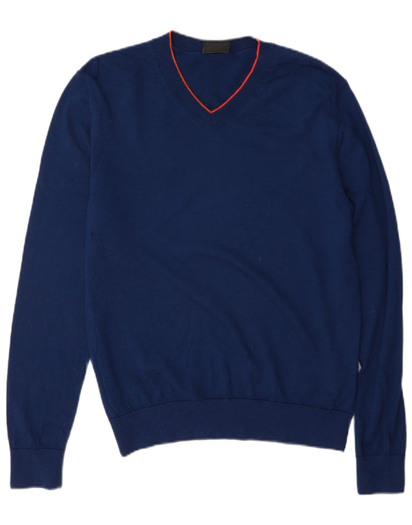 Paul Smith Jersey con cuello en V para hombre de lana azul marino medio
