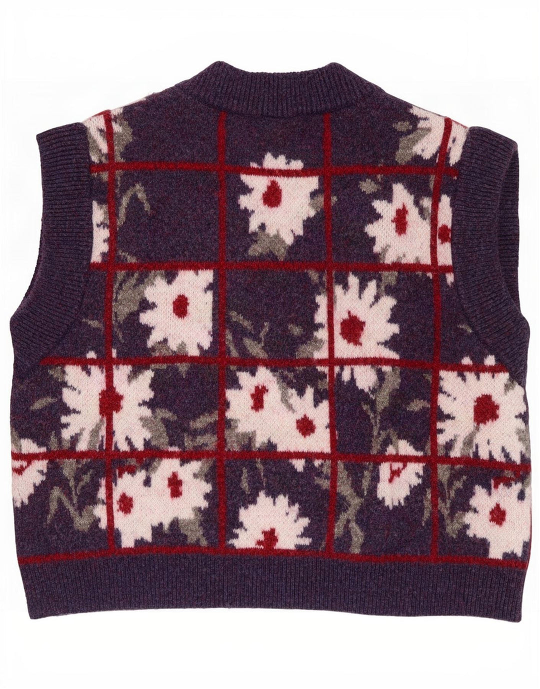Zara Mujer Chaleco Camiseta Sin Mangas UK 40 Medio Púrpura Floral Poliéster