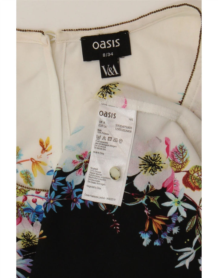 Oasis Blusa sin mangas para mujer Top UK 8 Small White Floral Poliéster