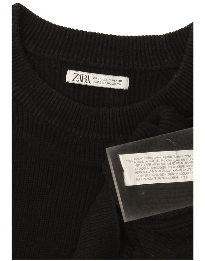 Zara Hombre Jersey Con Cuello Barco Jersey Pequeño Algodón Negro