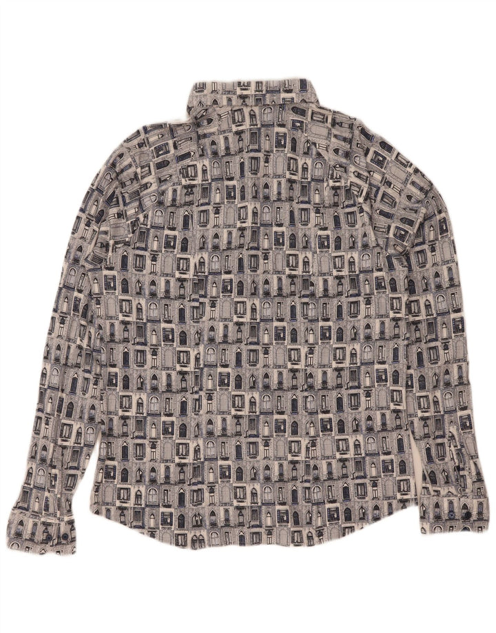 Desoto Camisa con estampado abstracto para hombre, algodón azul grande