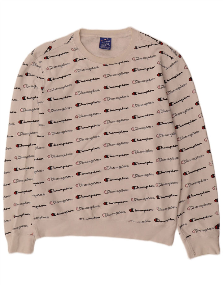 Champion Sudadera Con Estampado Gráfico Jumper De Algodón Blanco Mediano