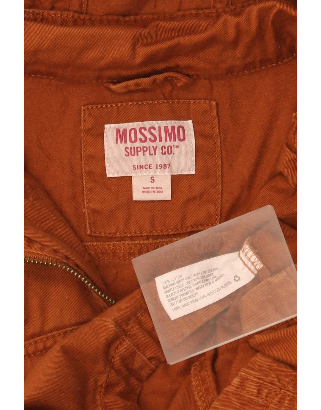 Mossimo Mujer Parka con Capucha Chaqueta UK 10 Small Marrón Algodón