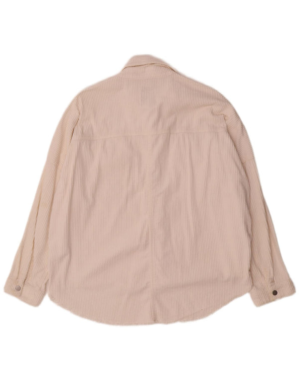 Zara Mujer Camisa De Pana Extragrande UK 10 Small White Cotton