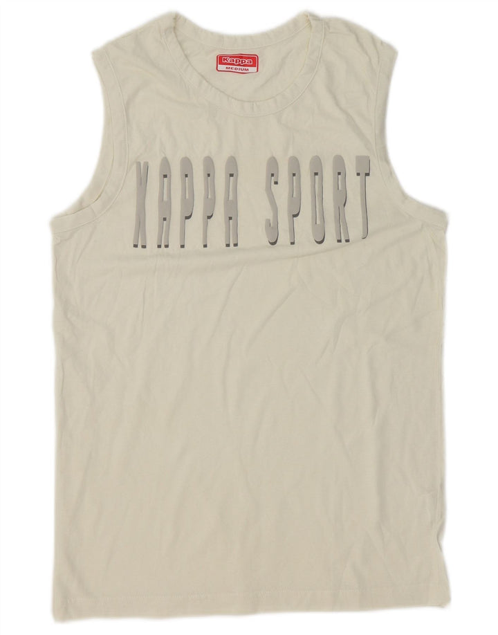 Kappa Hombre Camiseta Gráfica Top Medium Blanco Algodón