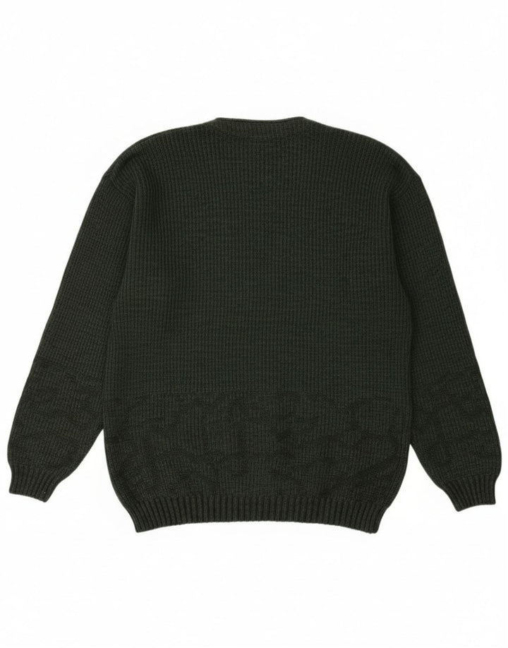 Vintage hombres Cardigan suéter grande verde