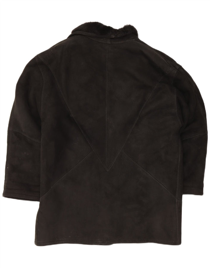 Vintage mujer oversize shearling abrigo IT 46 grande negro shearling
