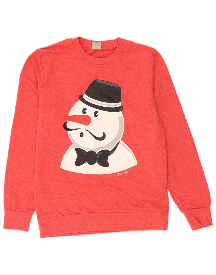 Jack & Jones Hombre Graphic Sudadera Jumper Medium Rojo Poliéster Invierno