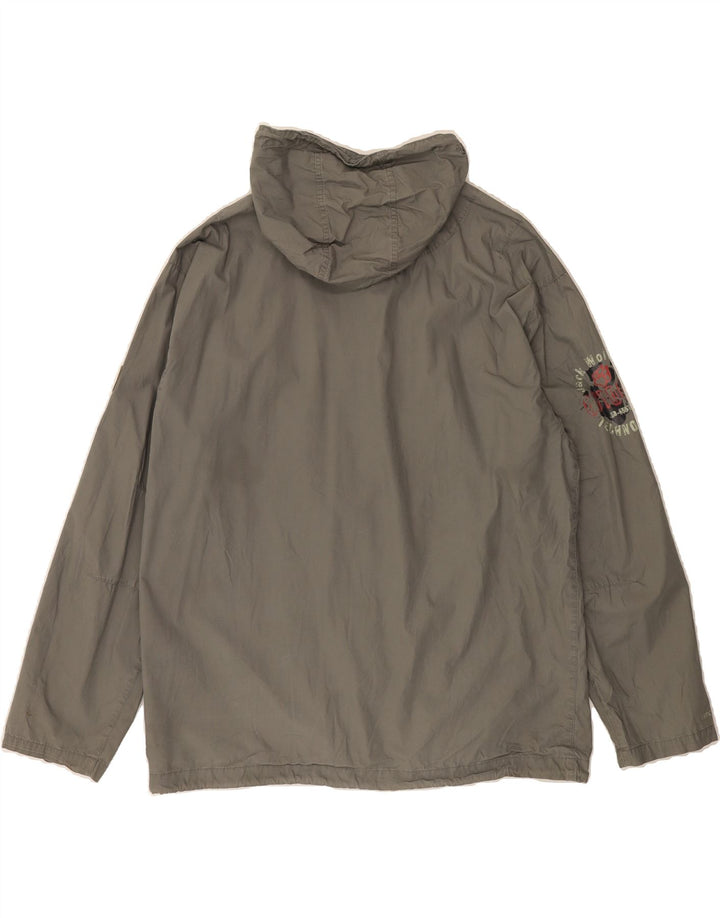 JACK WOLFSKIN Mens Hooded Bomber Jacket UK 36/38 Medium Grey Cotton Vintage Jack Wolfskin and Second-Hand Jack Wolfskin from Messina Hembry 
