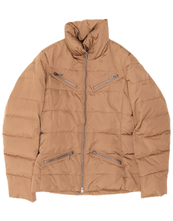 Geox Mujer Respira Chaqueta Acolchada Extragrande UK 8 Small Beige Poliéster
