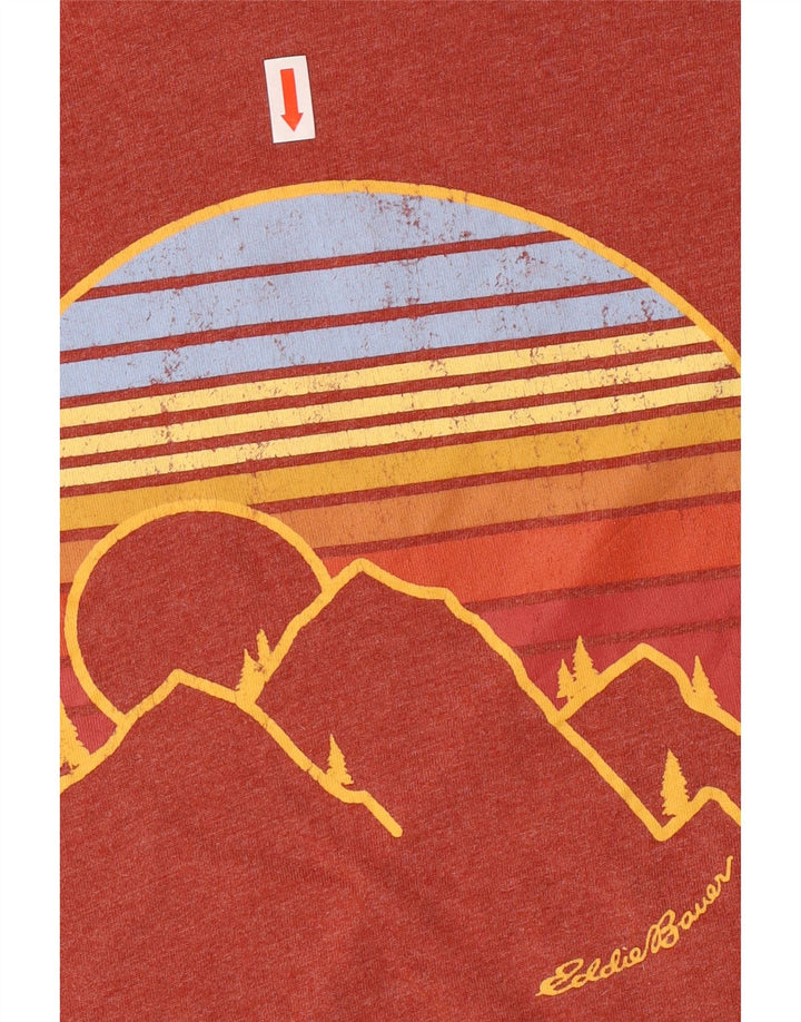 EDDIE BAUER Mens Graphic Top Long Sleeve Medium Red Cotton Vintage Eddie Bauer and Second-Hand Eddie Bauer from Messina Hembry 