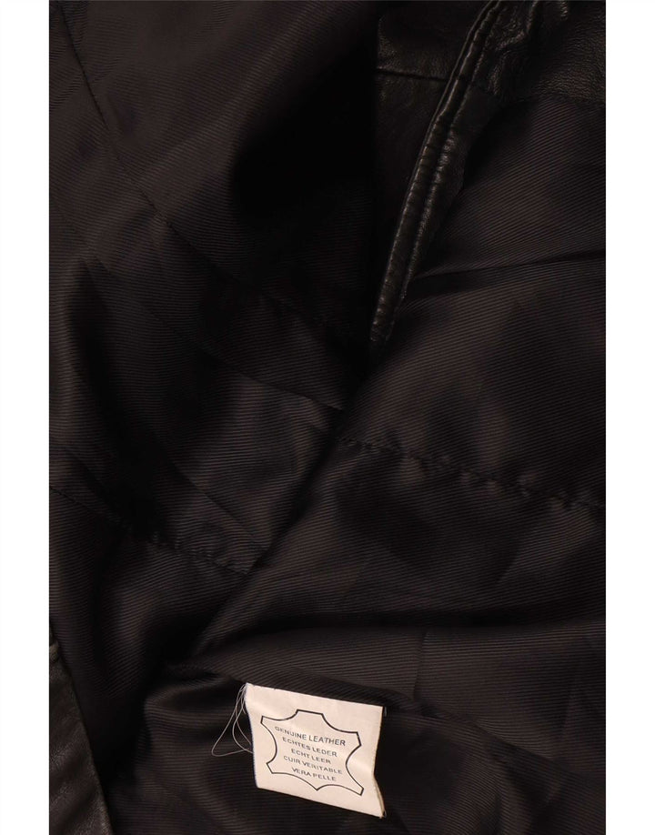 Vintage mujer chaqueta de cuero Reino Unido 14 cuero negro medio