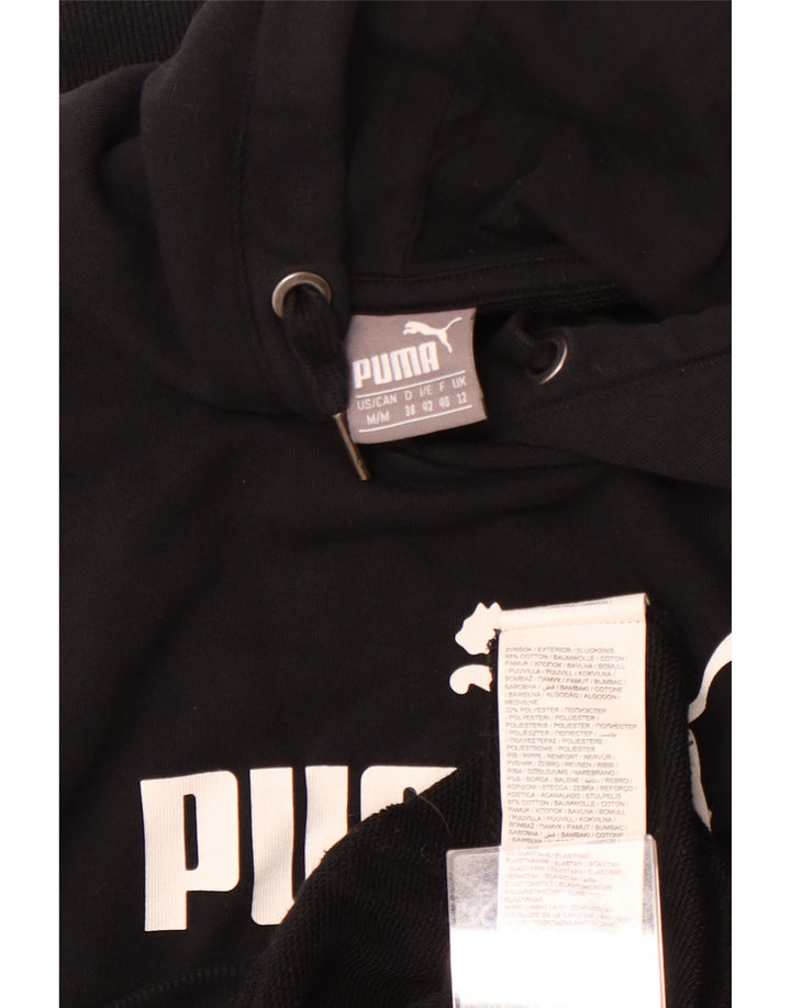 PUMA Sudadera con capucha gráfica para mujer UK 12 Medium Black Cotton