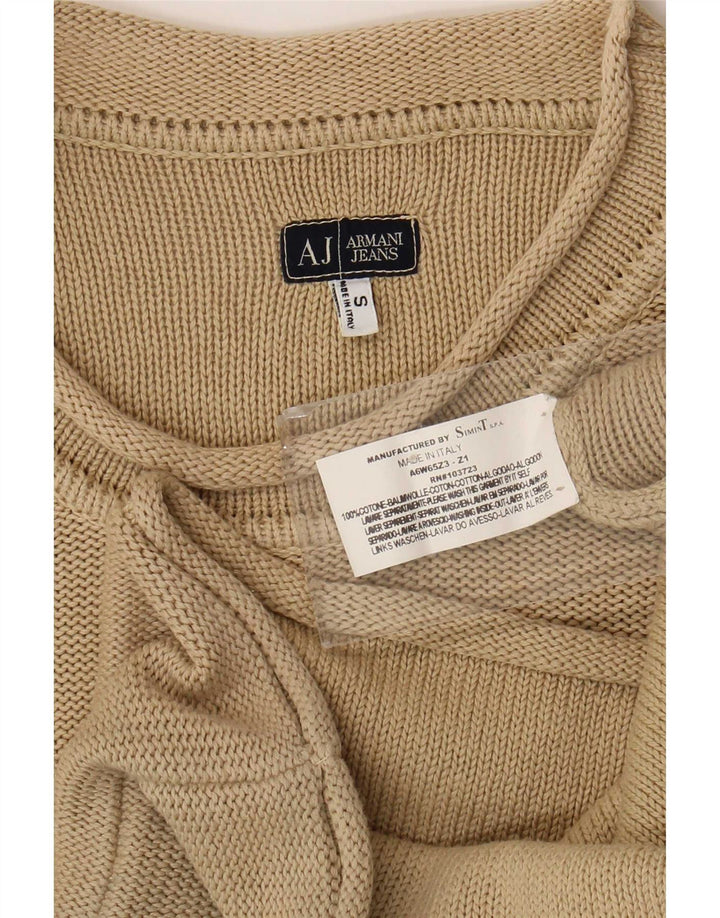 Armani Jeans Hombre Cuello Redondo Jersey Jersey Pequeño Algodón Beige
