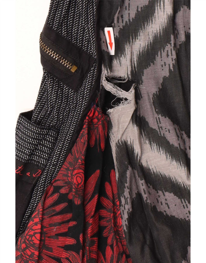 Desigual Vestido Imperio Mujer EU 42 Grande Negro Patchwork Algodón