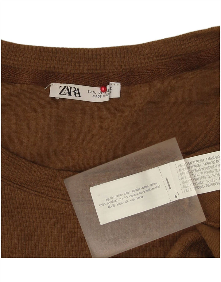 Zara Hombre Camiseta Top Grande Algodón Beige