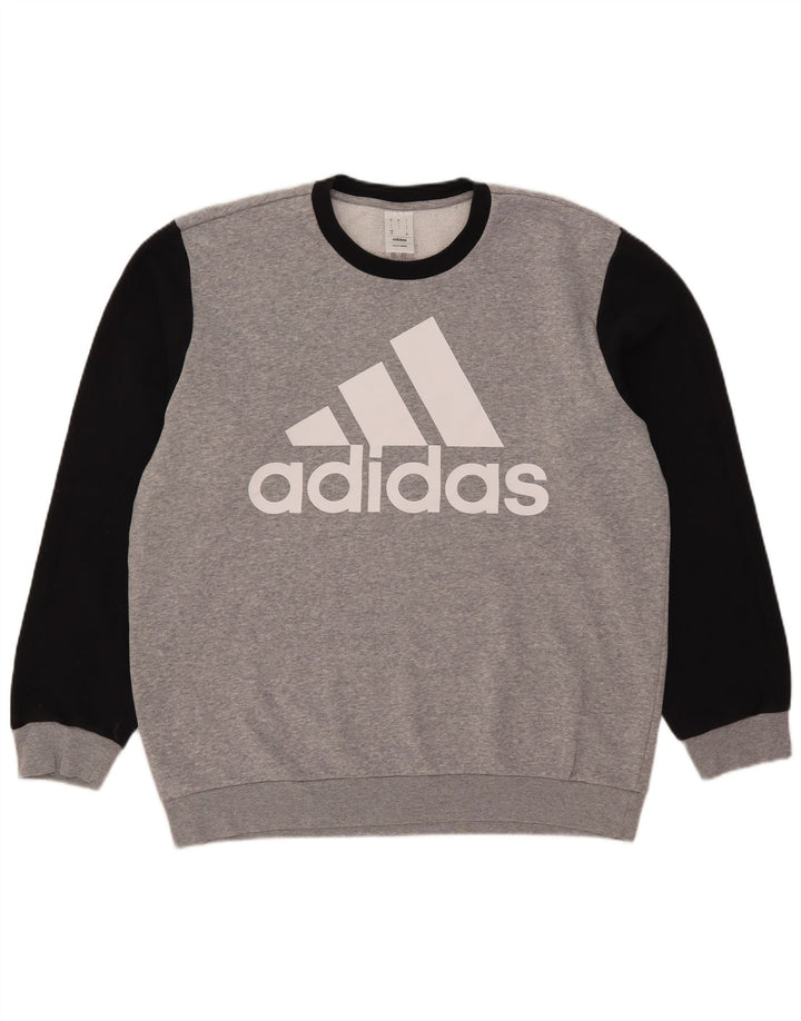 Adidas Hombre Sudadera Gráfica Jumper Large Gris Colorblock