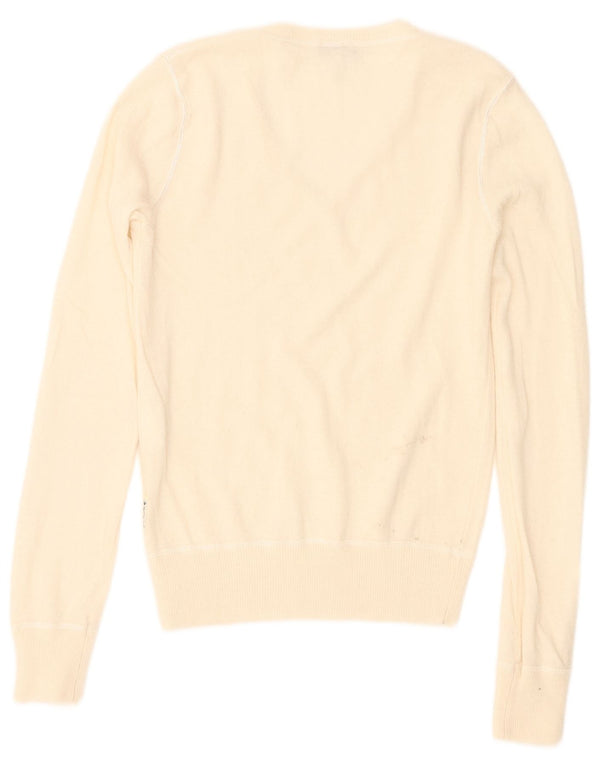 Armani Jeans Jersey con cuello en V para mujer UK 4 XS Off White Viscosa