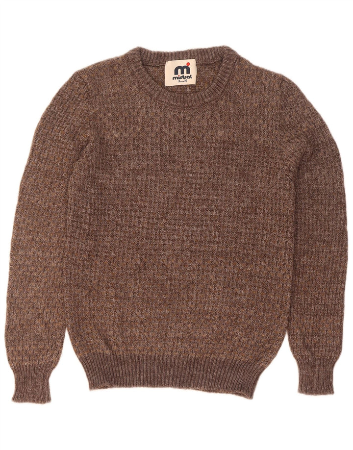 Mistral - Jersey de cuello redondo para hombre, talla grande, lana marrón