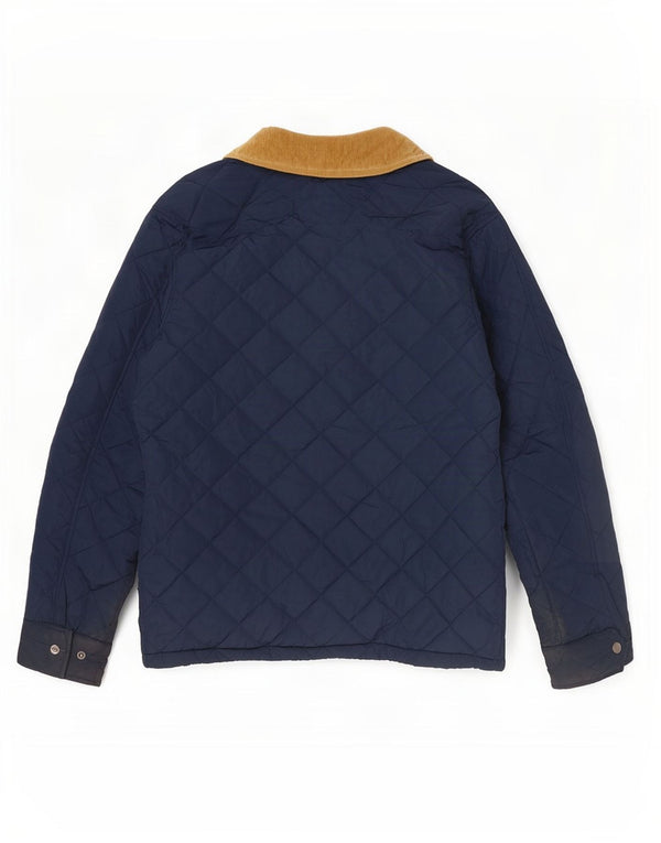 Crew Clothing Mens Quilted Jacket UK 36 Small Navy Blue Polyester