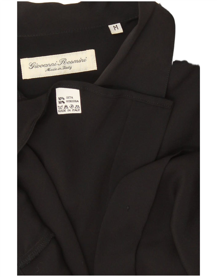 Giovanni Rosmini Blusa camisera para mujer UK 44 Mediana Seda Negra