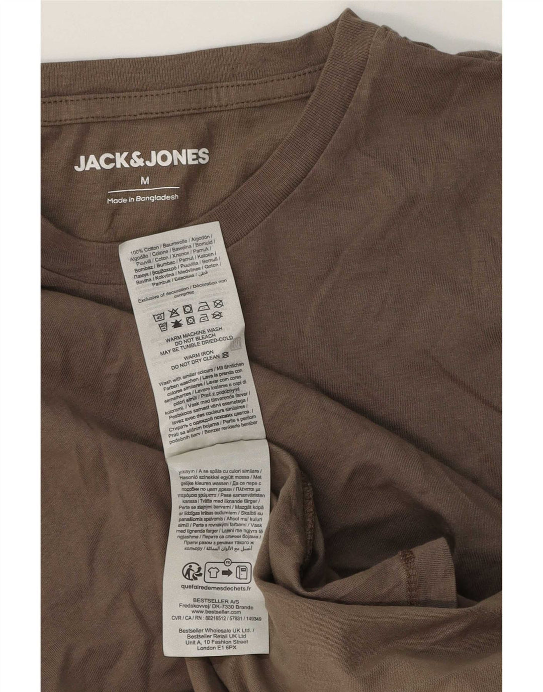 Jack & Jones Hombre Camiseta Top Algodón Marrón Medio