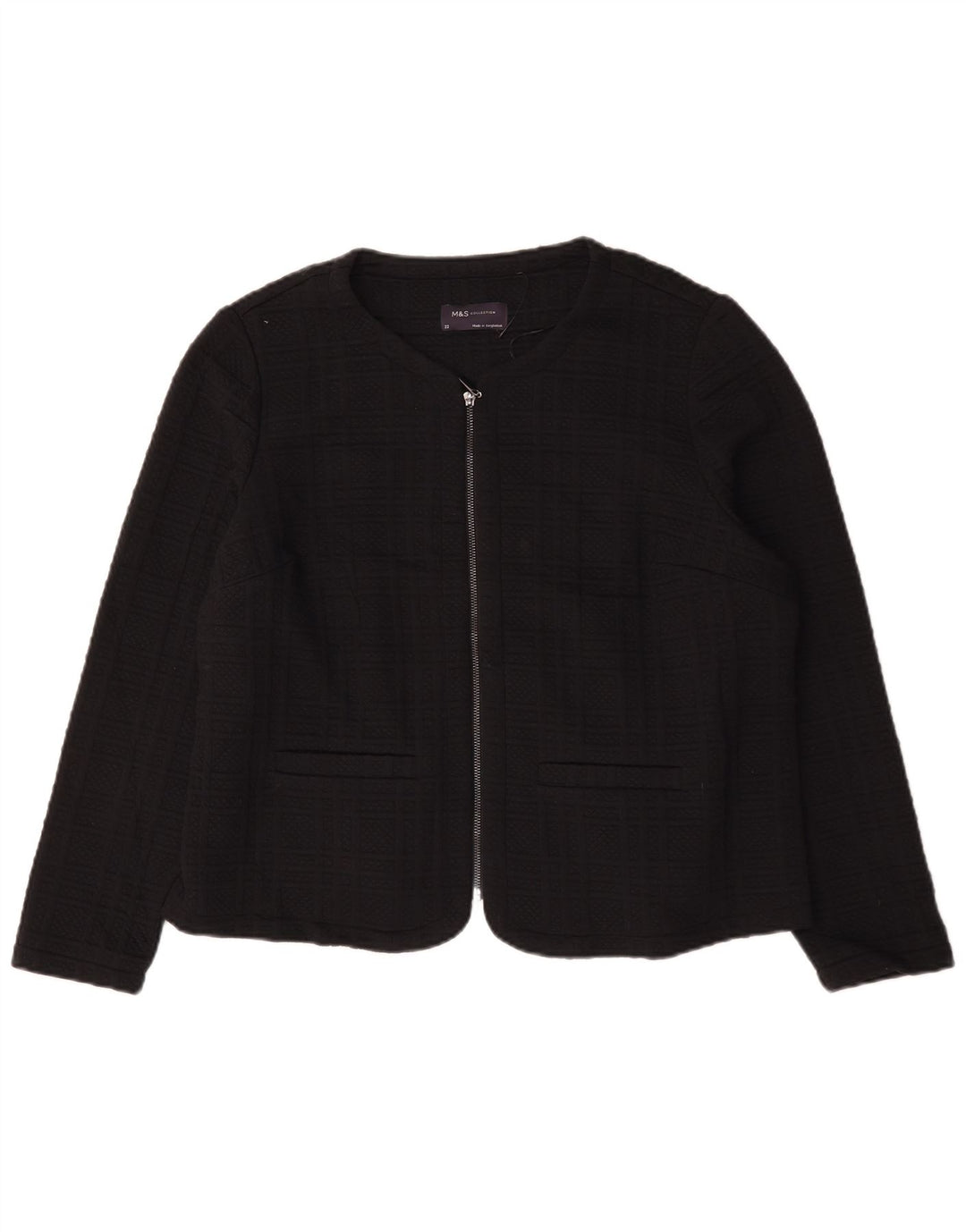 Marks & Spencer Chaqueta tipo blazer con cremallera completa para mujer UK 22 3XL Black Check