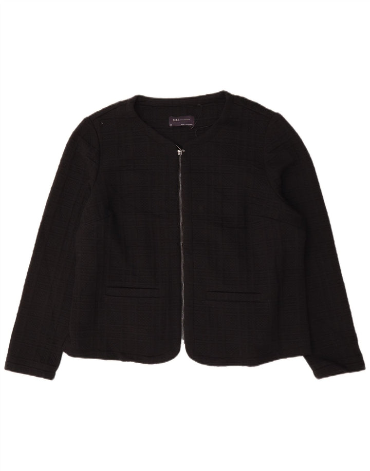 Marks & Spencer Chaqueta tipo blazer con cremallera completa para mujer UK 22 3XL Black Check