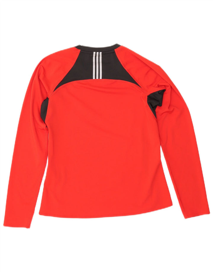 ADIDAS Mujer Climacool Top Manga Larga UK 12 Medio Rojo Colorblock