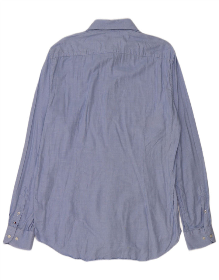 Camisa Tommy Hilfiger para hombre talla 41 16 algodón de pata de gallo azul grande