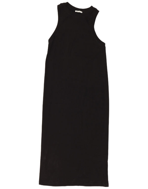 Zara Mujer Maxi Vestido Sin Mangas UK 44 Mediano Negro Algodón