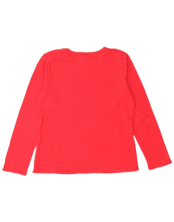 EDDIE BAUER Top para mujer de manga larga UK 14 Large Red Paisley Cotton