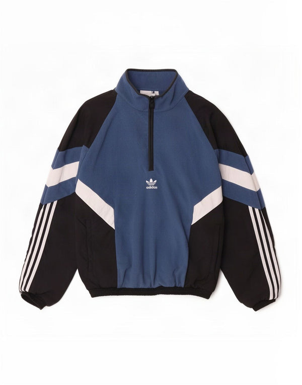 Adidas Mens Pullover Tracksuit Top Jacket Small Blue Colourblock Polyester