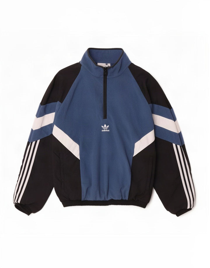 Adidas Hombre Jersey Chándal Top Chaqueta Pequeño Azul Colorblock Poliéster