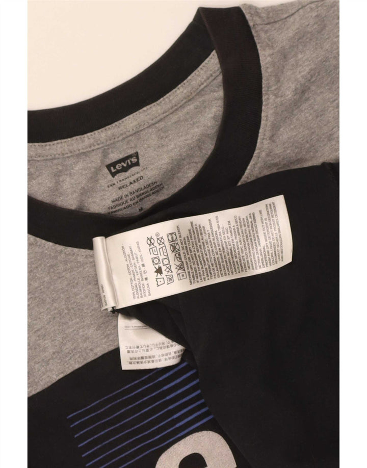 Levi's Camiseta con gráfico relajado para hombre Top mediano de algodón color block negro