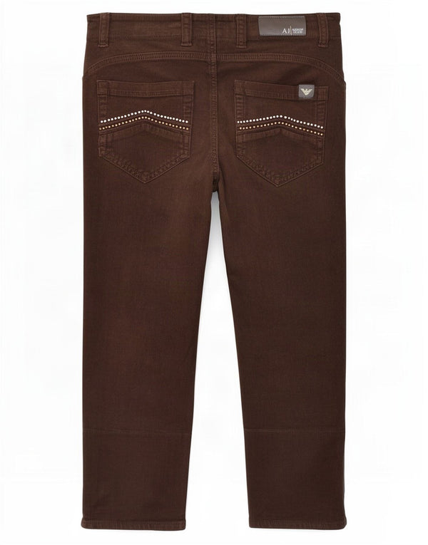 Armani Mujer Capri Pantalones De Pana W27 L20 Algodón Marrón