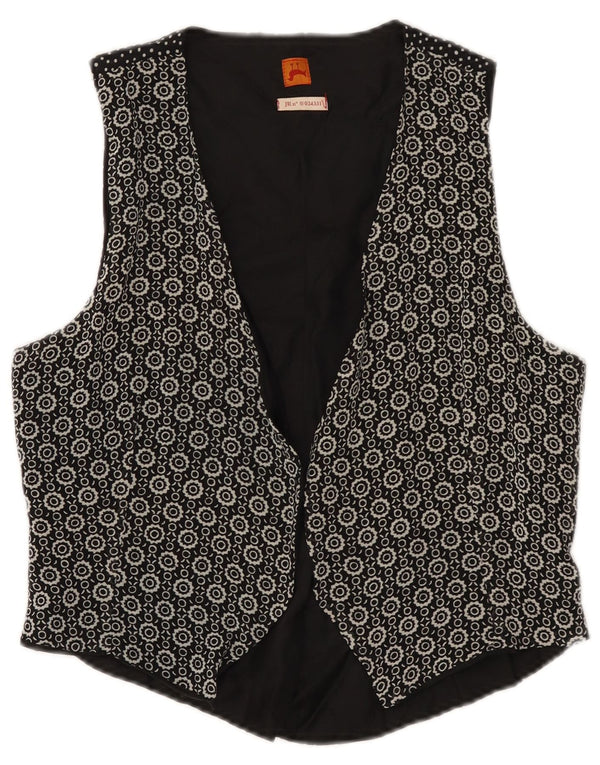 Chaleco vintage para mujer IT 46 Grande Negro Geométrico