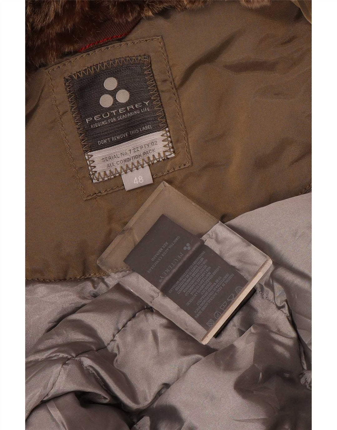PEUTEREY Abrigo acolchado con capucha para mujer IT 48 XL Poliamida beige