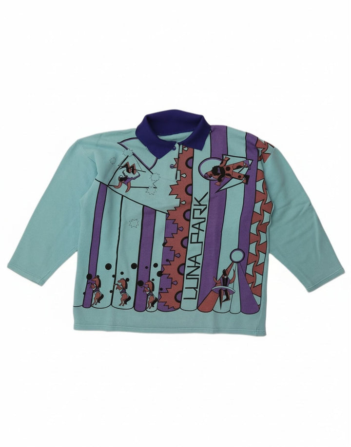 Vintage mujer oversize 3/4 manga sudadera jumper Reino Unido 14 azul medio