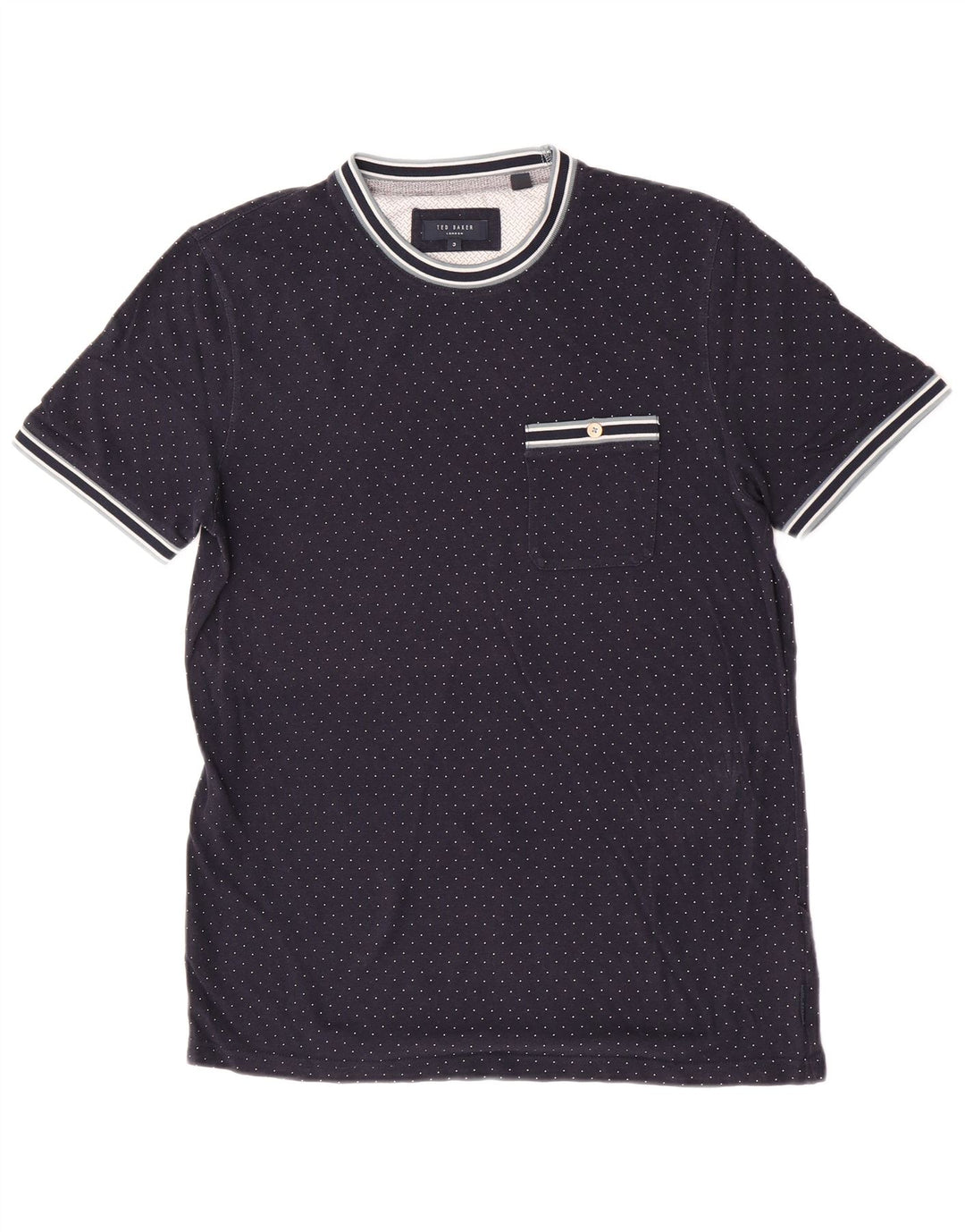 Ted Baker - Camiseta para hombre, talla 3, mediana, azul marino, modal con manchas