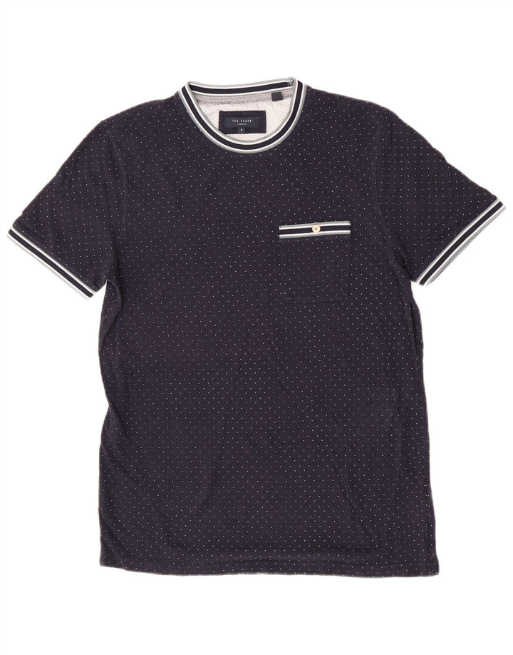 Ted Baker - Camiseta para hombre, talla 3, mediana, azul marino, modal con manchas